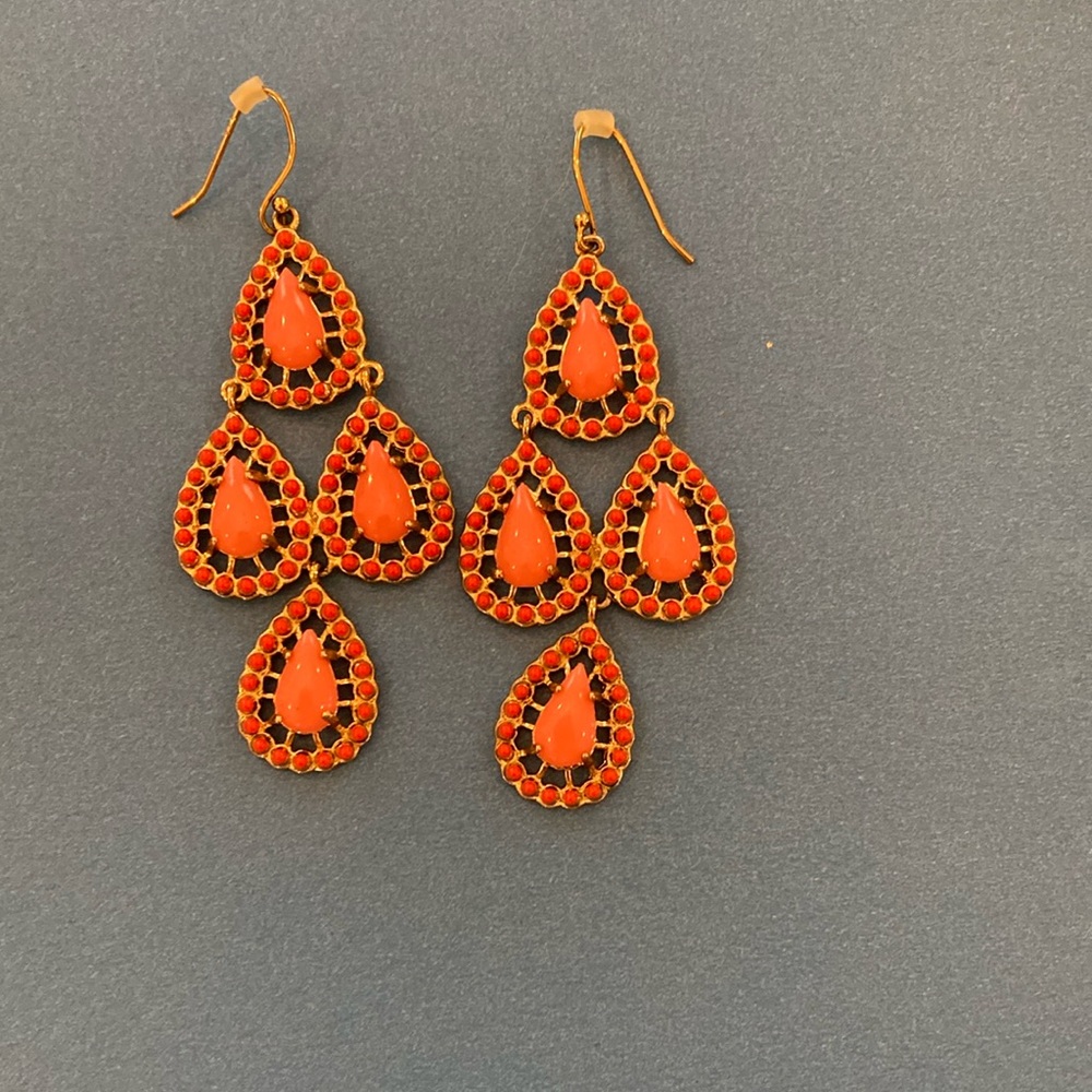Elegant Orange Teardrop Earrings